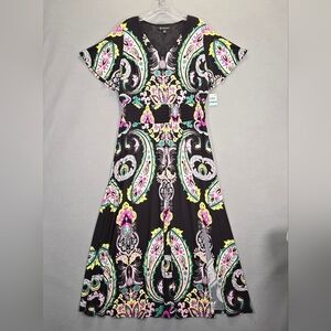 INC International Concepts Buddah Paisley Smocked Maxi Dress Plus Size  0X